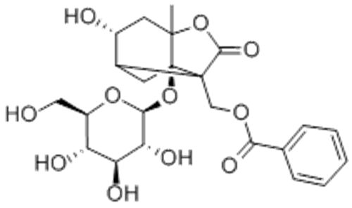 7-Oxatricyclo[4.3.0.03,9]nonan-8-one,9-[(benzoyloxy)methyl]-1-(b-D-glucopyranosyloxy)-4-hydroxy-6-methyl-,( 57355366, 57261657,1R,3R,4R,6S)- CAS 39011-90-0
