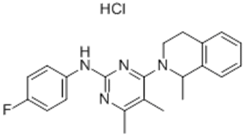 Name: 2-Pyrimidinamine,4-(3,4-dihydro-1-methyl-2(1H)-isoquinolinyl)-N-(4-fluorophenyl)-5,6-dimethyl-,hydrochloride (1:1) CAS 178307-42-1