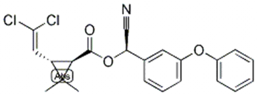 Cyclopropanecarboxylicacid, 3-(2,2-dichloroethenyl)-2,2-dimethyl-,( 57365569, 57187399,S)-cyano(3-phenoxyphenyl)methylester,( 57365570, 57187400,1R,3R)- CAS 65731-84-2