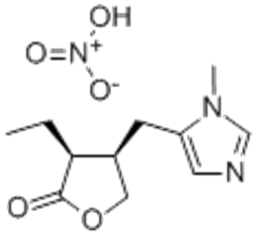 2(3H)-Furanone, 3-ethyldihydro-4-[(1-methyl-1H-imidazol-5-yl)methyl]-,( 57354042, 57254065,3S,4R)-, nitrate (1:1) CAS 148-72-1