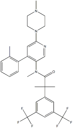 2-[3,5-bis(trifluoromethyl)phenyl]-N,2-dimethyl-N-[4-(2-methylphenyl)-6-(4-methylpiperazin-1-yl)pyridin-3-yl]propanamide CAS 290297-26-6
