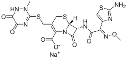 5-Thia-1-azabicyclo[4.2.0]oct-2-ene-2-carboxylicacid, 7-[[(2Z)-2-(2-amino-4-thiazolyl)-2-(methoxyimino)acetyl]amino]-8-oxo-3-[[(1,2,5,6-tetrahydro-2-methyl-5,6-dioxo-1,2,4-triazin-3-yl)thio]methyl]-,sodium salt (1:2),( 57357084, 57263355,6R,7R)- CAS 74578