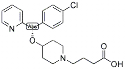 Name: 1-Piperidinebutanoicacid, 4-[(S)-(4-chlorophenyl)-2-pyridinylmethoxy]- CAS 190786-43-7