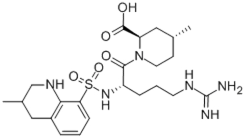 2-Piperidinecarboxylicacid,1-[(2S)-5-[(aminoiminomethyl)amino]-1-oxo-2-[[[(3R)-1,2,3,4-tetrahydro-3-methyl-8-quinolinyl]sulfonyl]amino]pentyl]-4-methyl-,( 57358450, 57279051,2R,4R)- CAS 121785-71-5