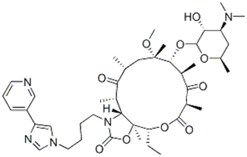 2H-Oxacyclotetradecino[4,3-d]oxazole-2,6,8,14(1H,7H,9H)-tetrone,4-ethyloctahydro-11-methoxy-3a,7,9,11,13,15-hexamethyl-1-[4-[4-(3-pyridinyl)-1H-imidazol-1-yl]butyl]-10-[[3,4,6-trideoxy-3-(dimethylamino)-b-D-xylo-hexopyranosyl]oxy]-,( 57357090, 57263361,3a