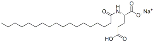 L-Glutamic acid,N-(1-oxooctadecyl)-, sodium salt (1:1)   CAS 38517-23-6
