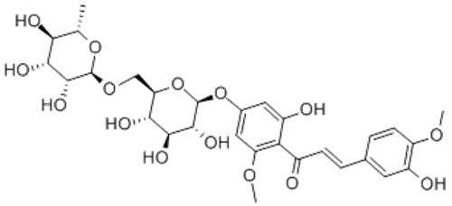 2-Propen-1-one,1-[4-[[6-O-(6-deoxy-a-L-mannopyranosyl)-b-D-glucopyranosyl]oxy]-2-hydroxy-6-methoxyphenyl]-3-(3-hydroxy-4-methoxyphenyl)-,( 57355882, 57251623,2E)- CAS 24292-52-2