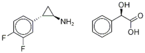 Benzeneacetic acid, a-hydroxy-,( 57365687, 57187531,aR)-, compd. with (1R,2S)-2-(3,4-difluorophenyl)cyclopropanamine (1:1) CAS 376608-71-8 