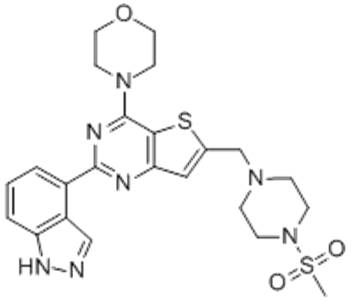 Thieno[3,2-d]pyrimidine, 2-(1H-indazol-4-yl)-6-[[4-(methylsulfonyl)-1-piperazinyl]methyl]-4-(4-morpholinyl)- CAS 957054-30-7