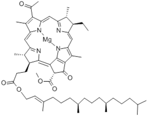Name: Magnesium,[(2E,7R,11R)-3,7,11,15-tetramethyl-2-hexadecenyl(3S,4S,13R,14R,21R)-9-acetyl-14-ethyl-13,14-dihydro-21-(methoxycarbonyl)-4,8,13,18-tetramethyl-20-oxo-3-phorbinepropanoato(2-)-kN23,kN24,kN25,kN26]-,( 57361410, 57271379,SP-4-2)- CAS 17499-98