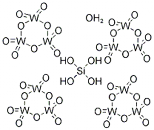 Tungstate(4-), [m12-[orthosilicato(4-)-kO:kO:kO:kO':kO':kO':kO'':kO'':kO'':kO''':kO''':kO''']]tetracosa-m-oxododecaoxododeca-, hydrogen, hydrate (1:4:?) CAS 12027-43-9